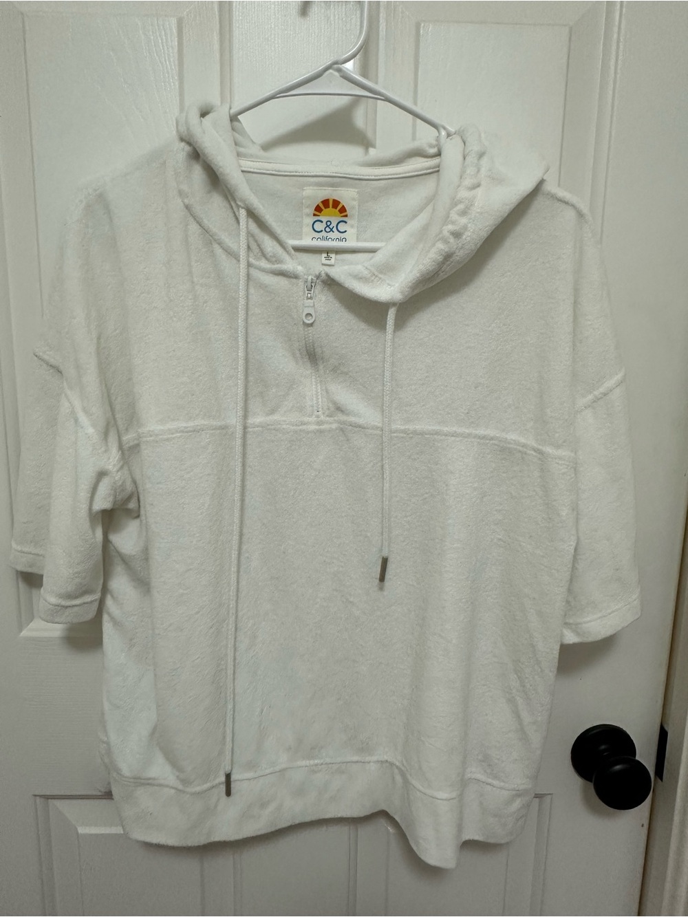 0262 C&C California Cream Terry Half-Zip Hoodie size large